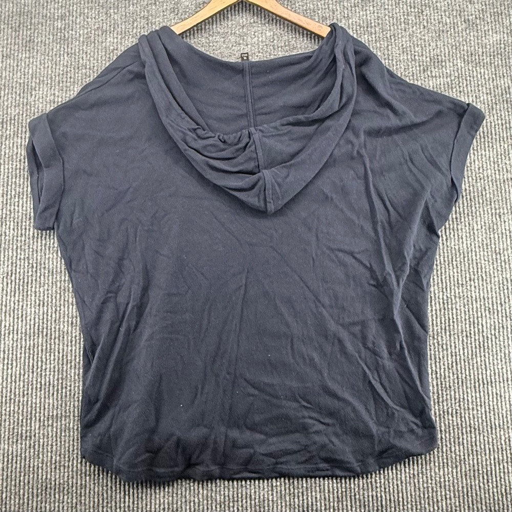 Banana Republic Hoodie Women XL Black Excellent Short Sleeve V-Neck Knit Top - Picture 6 of 7